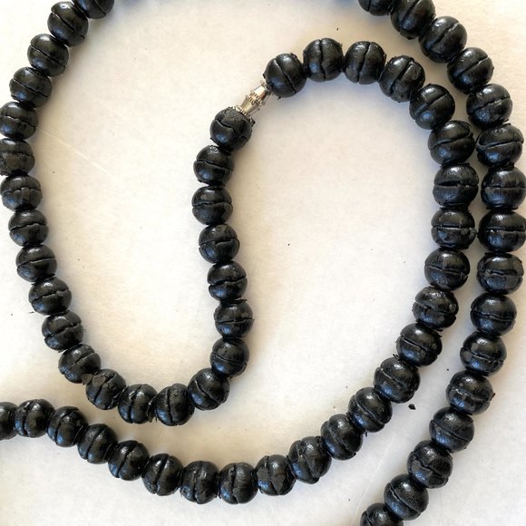 Vintage Club Monaco Black Leather Beaded Extra Long Necklace - Picture 11 of 16